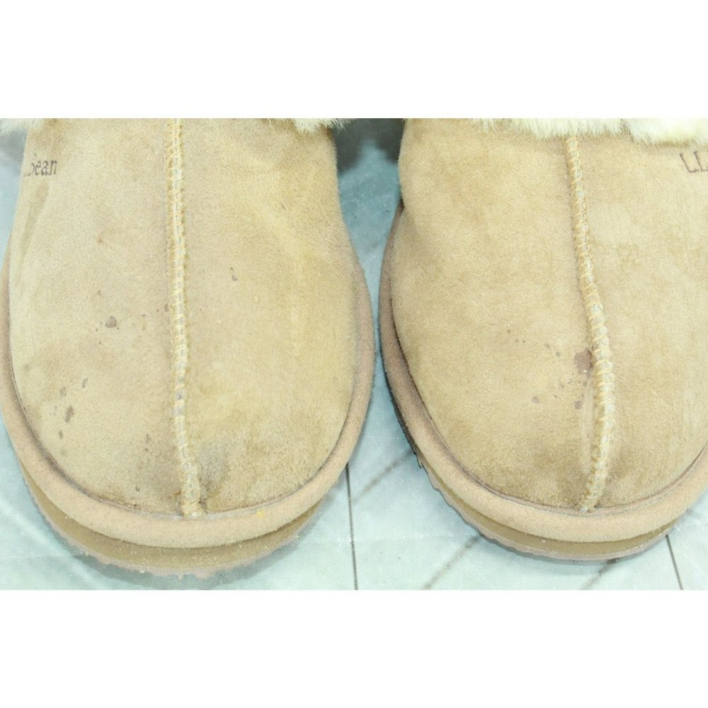 LL Bean Brown Suede Slip On Shearling Lined Clogs Slippers Size 9 M - Picture 9 of 10